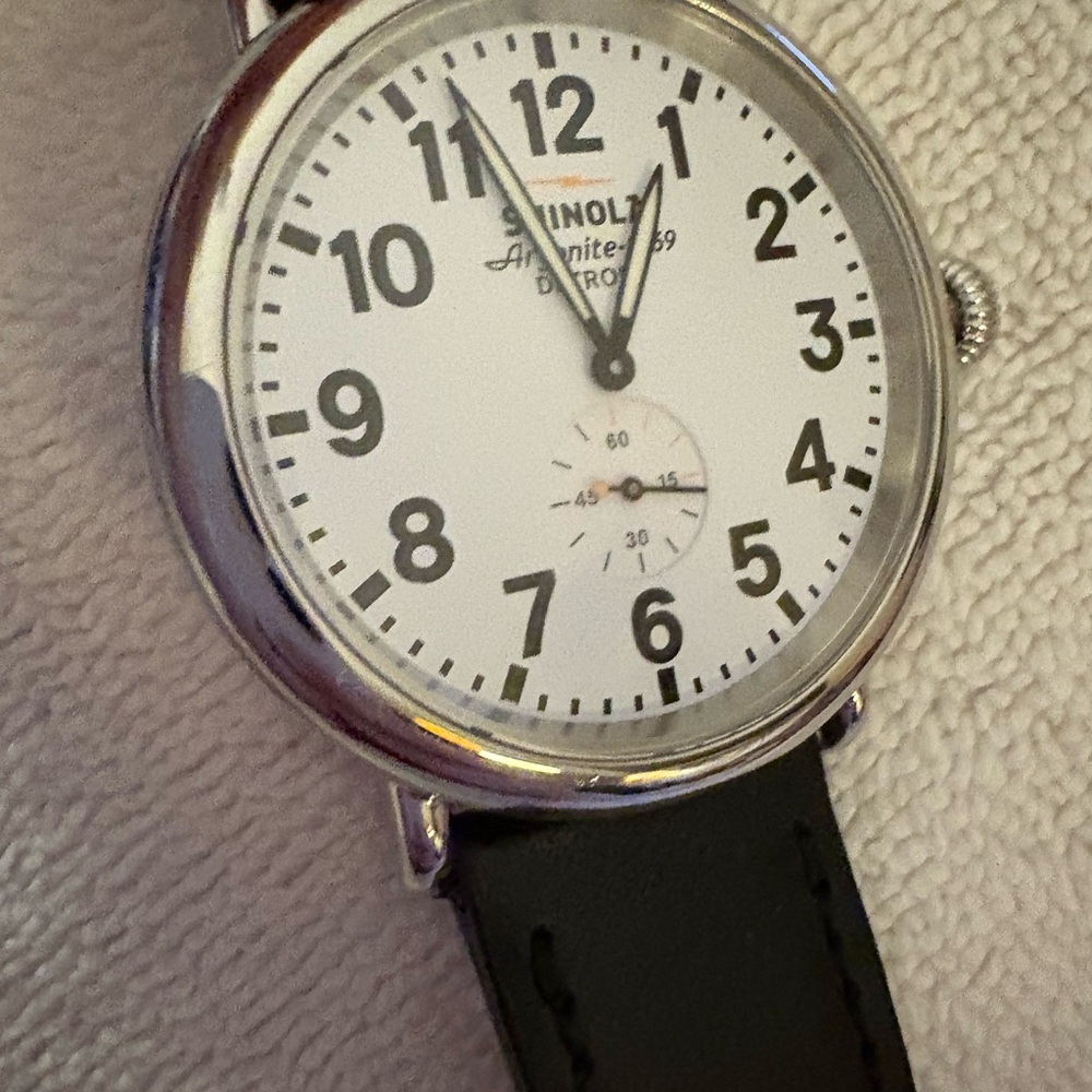 Shinola Runwell 47mm Black and Silver Watch.